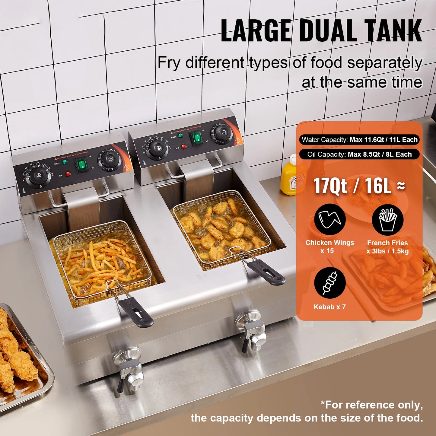 SucceBuy 12L Dual Tank Electric Deep Fryer
