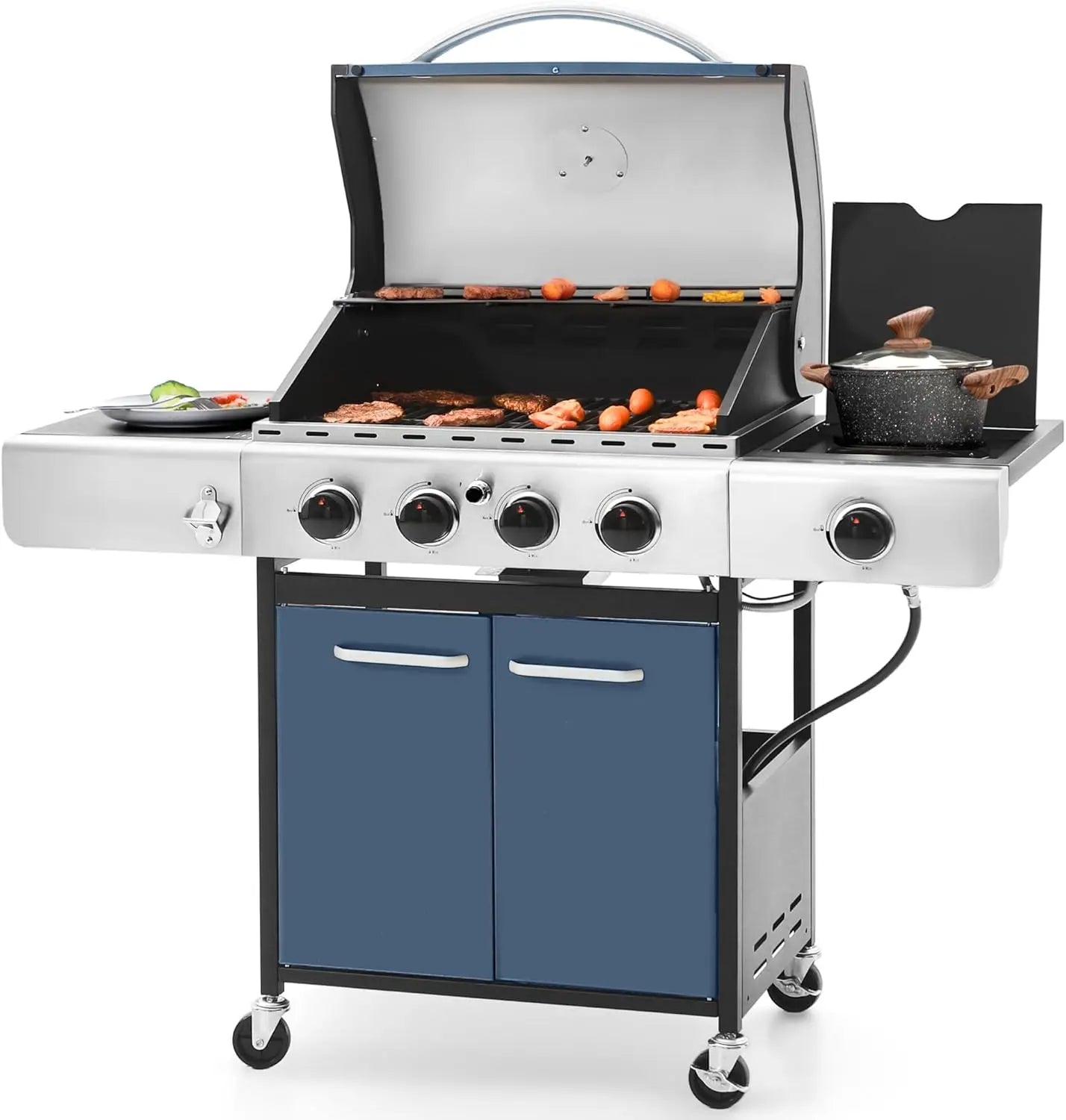 4-Burner Propane Gas BBQ Grill with Side