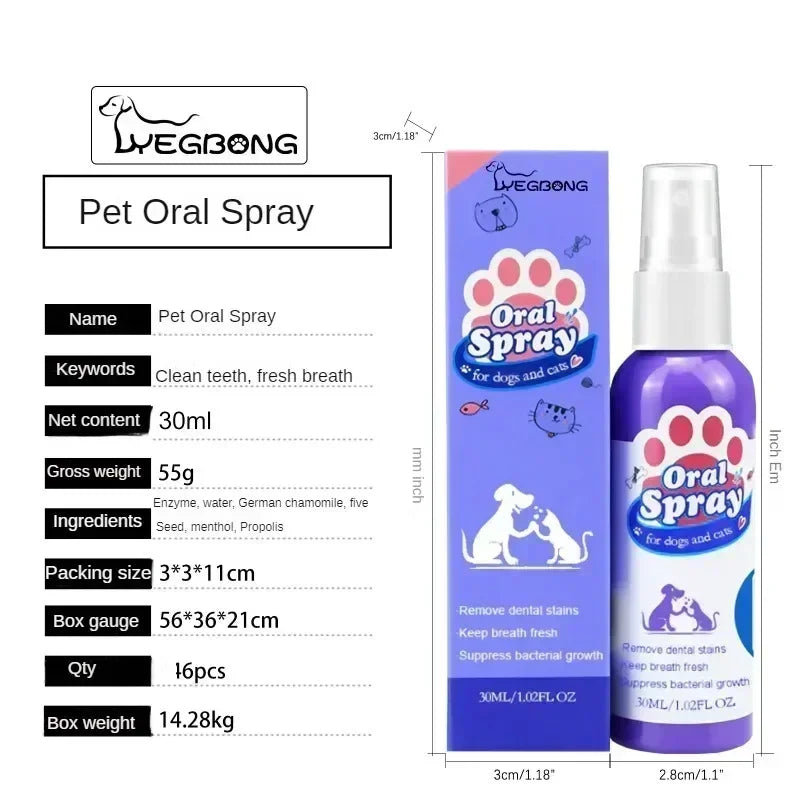 Pet Teeth Cleaning Spray for Dogs & Cats – Oral Care Dental Spray for Fresh Breath, Plaque & Tartar Removal, Teeth Whitening & Bad Breath Control