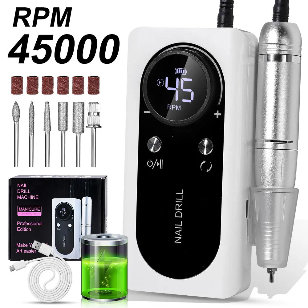 Rechargeable 45000RPM Electric Nail Drill Machine