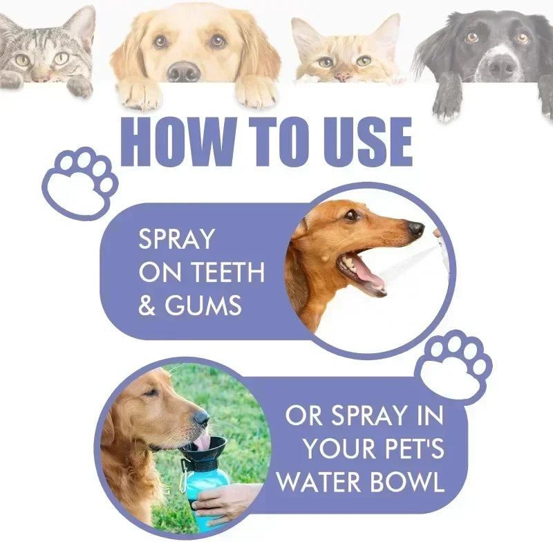 Pet Teeth Cleaning Spray for Dogs & Cats – Oral Care Dental Spray for Fresh Breath, Plaque & Tartar Removal, Teeth Whitening & Bad Breath Control