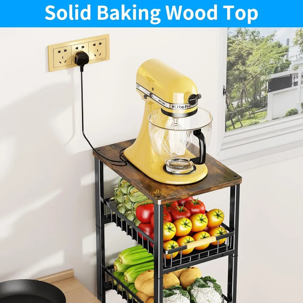 5-Tier Kitchen Storage Basket with Wheels