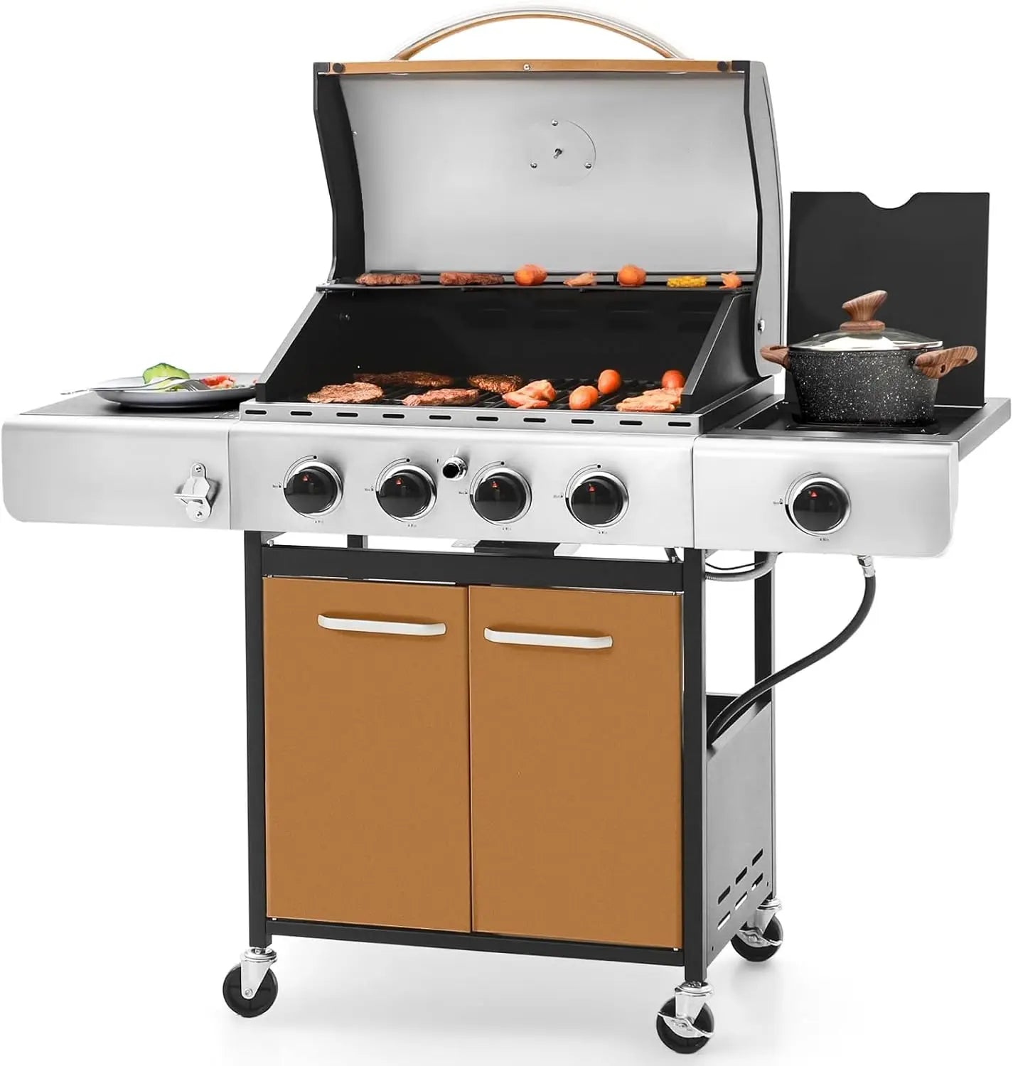 4-Burner Propane Gas BBQ Grill with Side