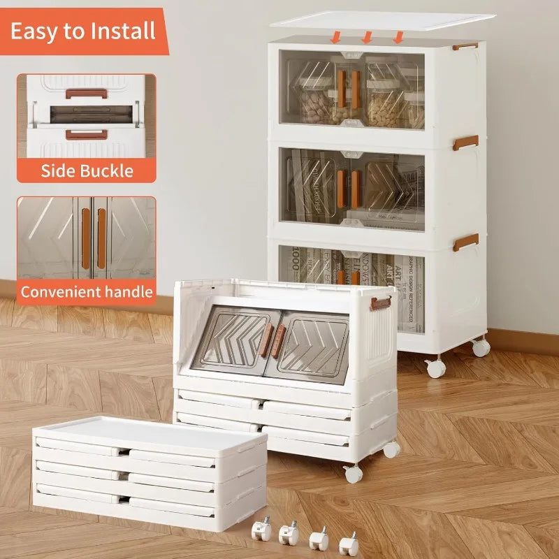 95QT Stackable Closet Storage Bins with Wheels