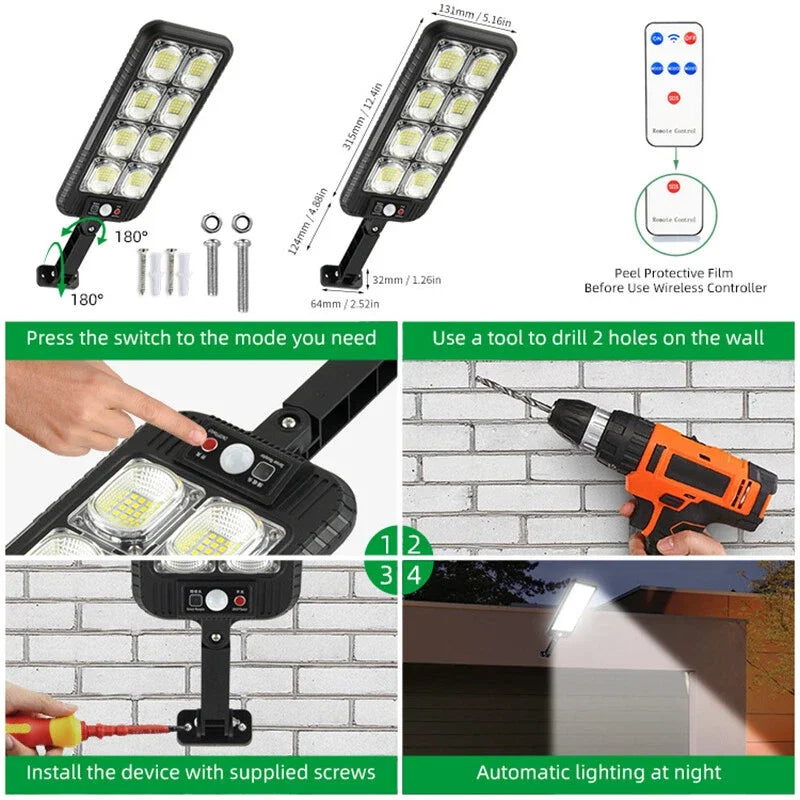 Solar Motion Sensor LED Outdoor Wall Light
