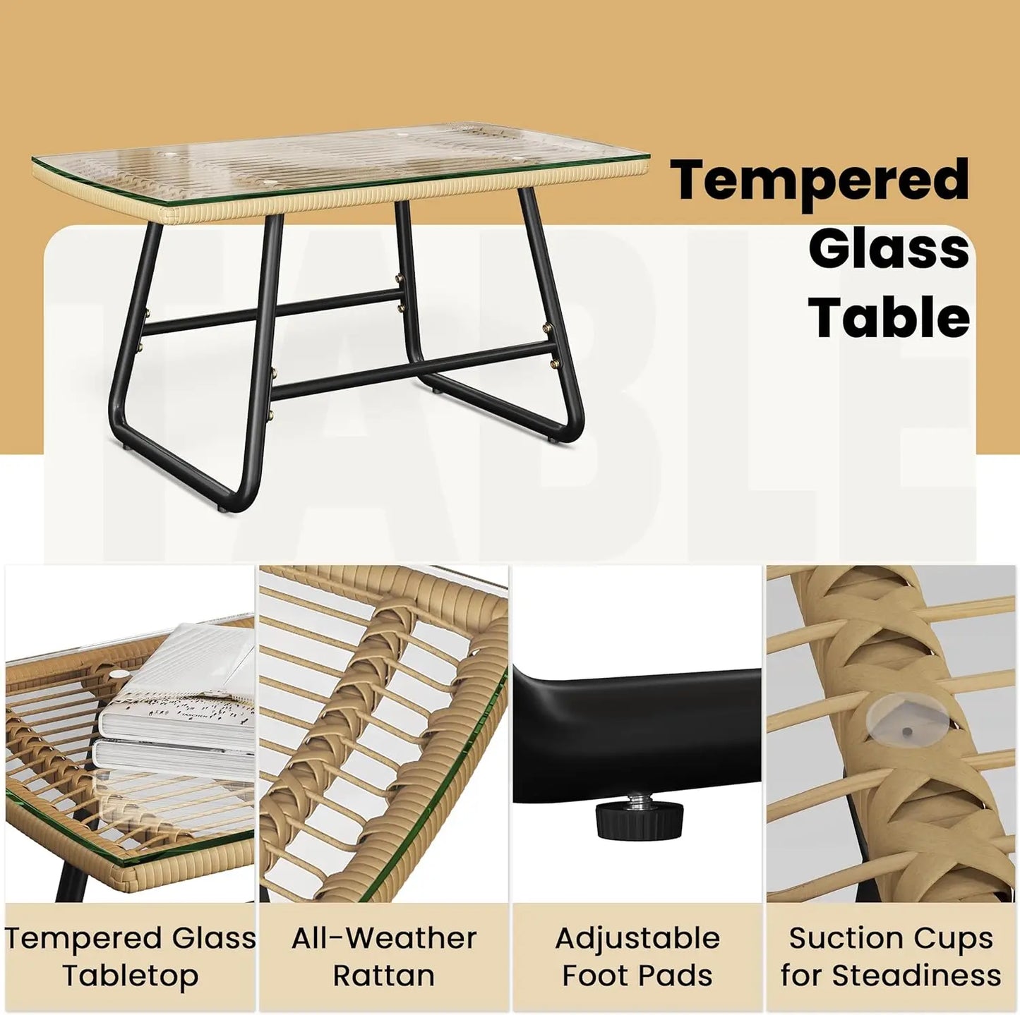 Boho Outdoor Wicker Patio Furniture Conversation Set