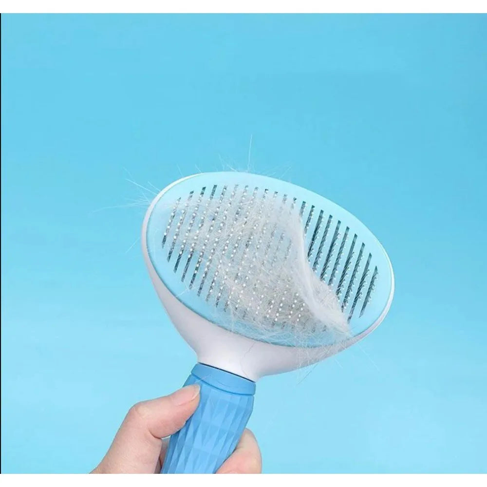 Stainless Steel Pet Grooming Brush – Dog & Cat Deshedding Comb for Long Hair, Detangling Undercoat Rake Grooming Tool for Dogs & Cats