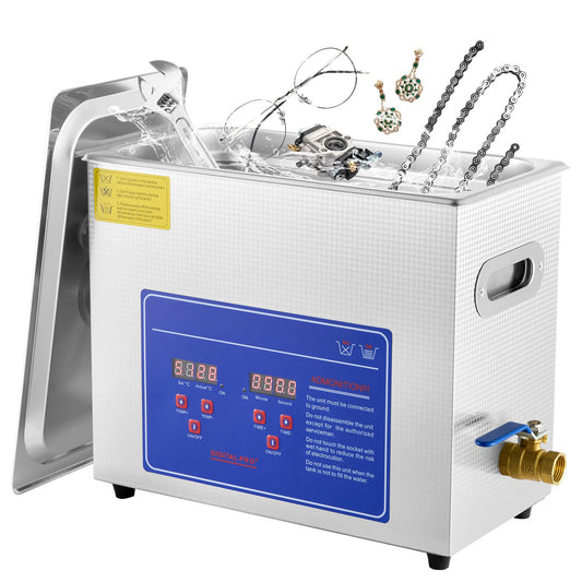 VEVOR 6L Ultrasonic Cleaner Machine with Digital Heater & Timer – Stainless Steel Jewelry Cleaning Equipment