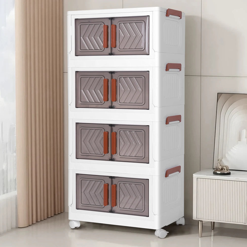 4 Tier Stackable Plastic Storage Bins with Lids Wheels