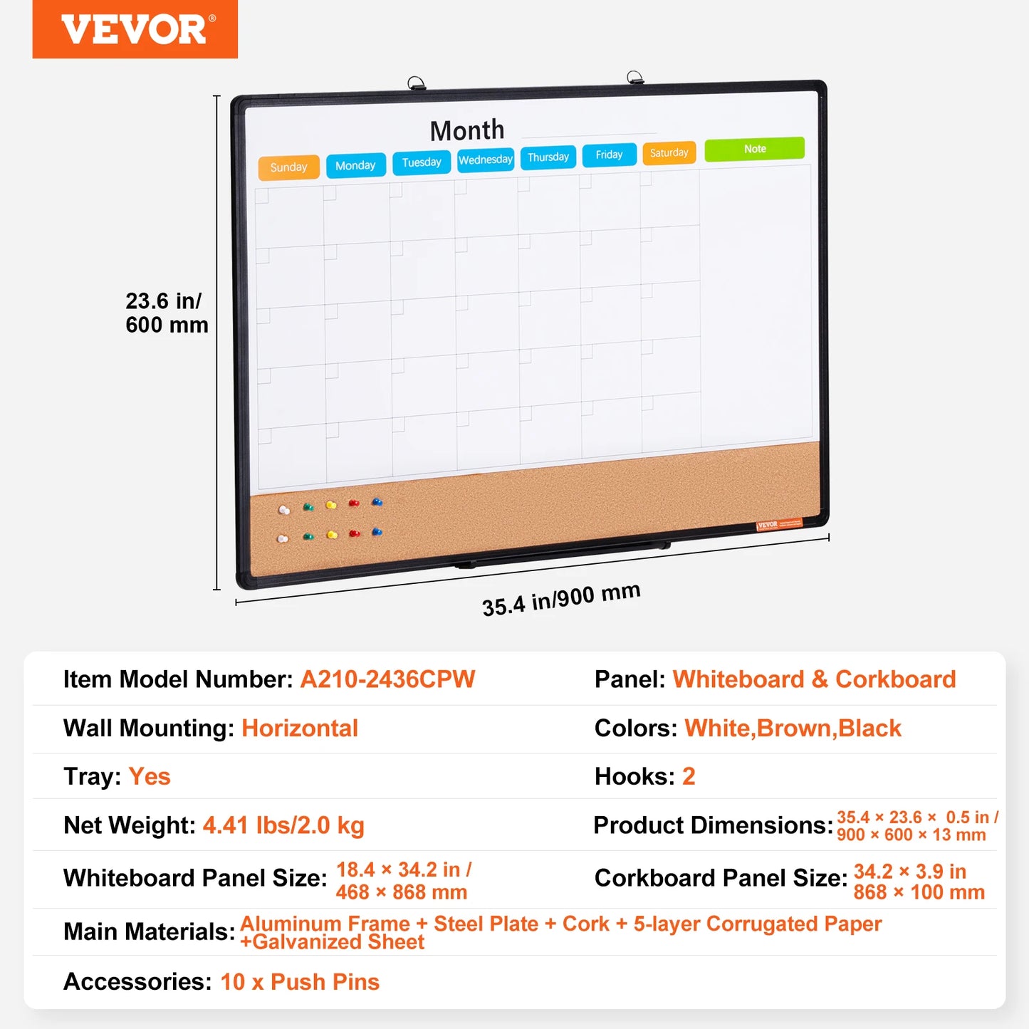 SucceBuy 2-in-1 Magnetic Whiteboard & Corkboard