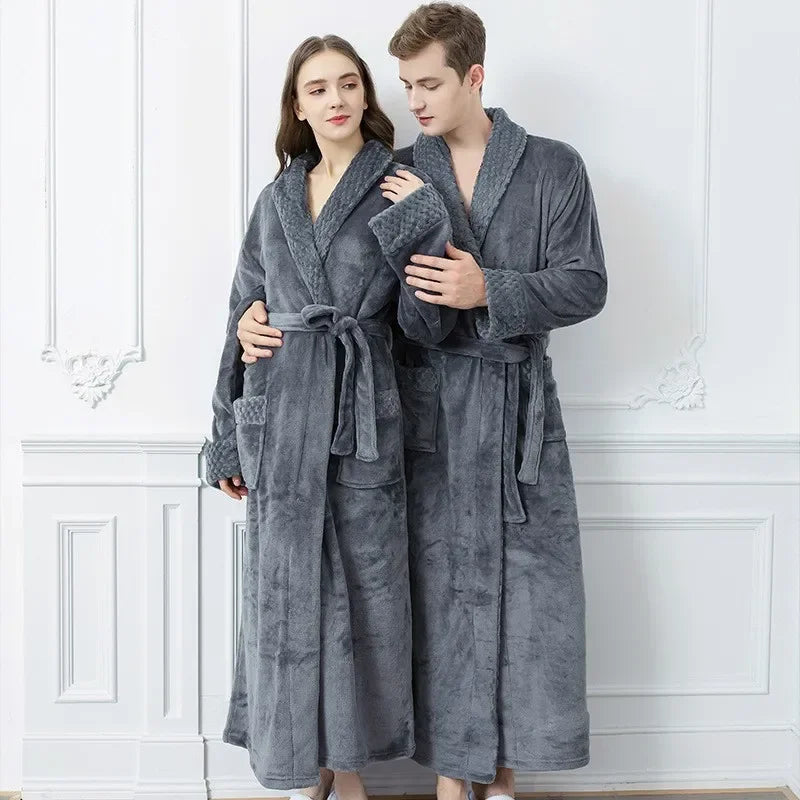 Plush Coral Velvet Unisex Winter Bathrobe Pajamas