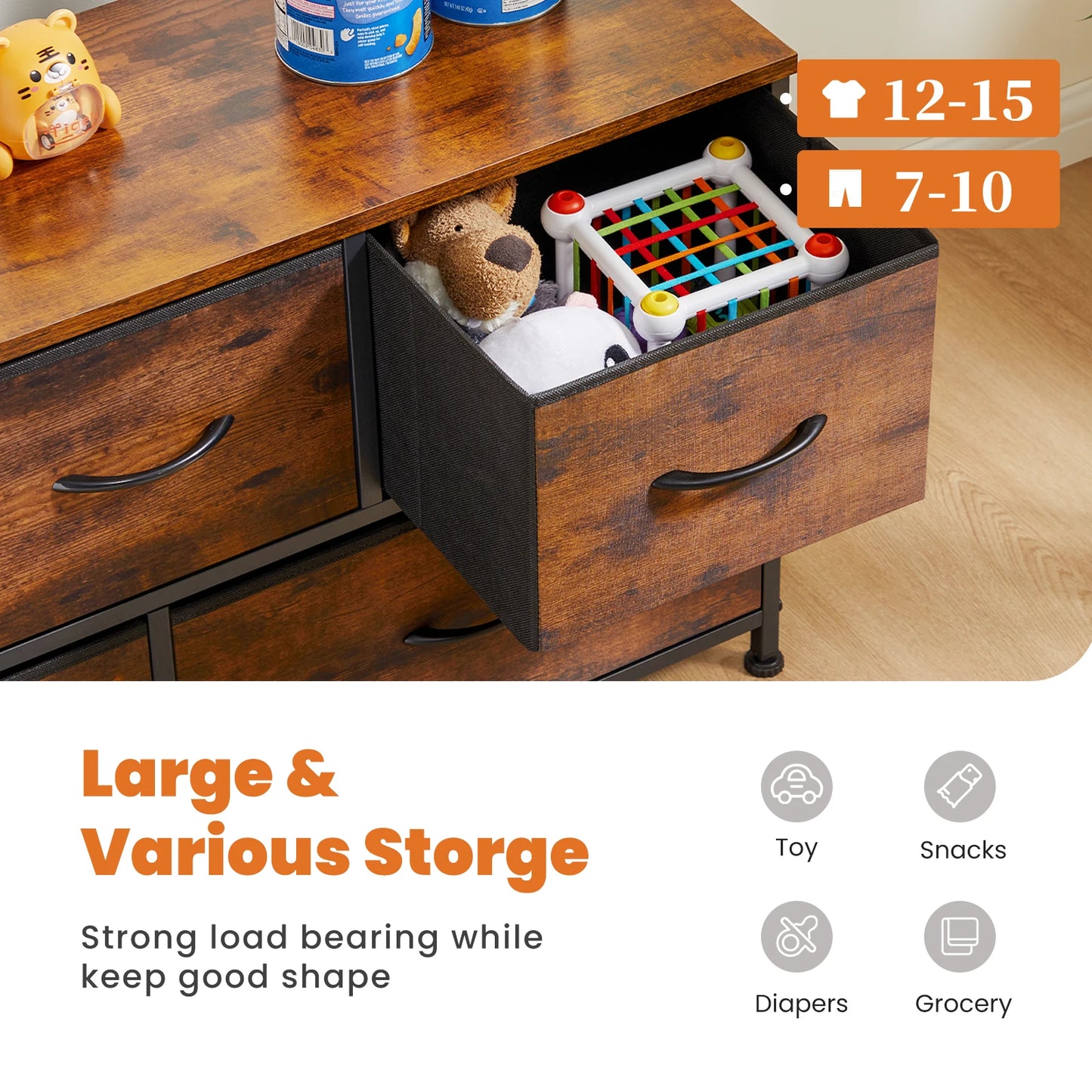 JHK Shoe Cabinet Dresser with 5 Fabric Drawers – Space-Saving Multi-Layer Shoe Rack Storage for Bedroom Living Room Entryway