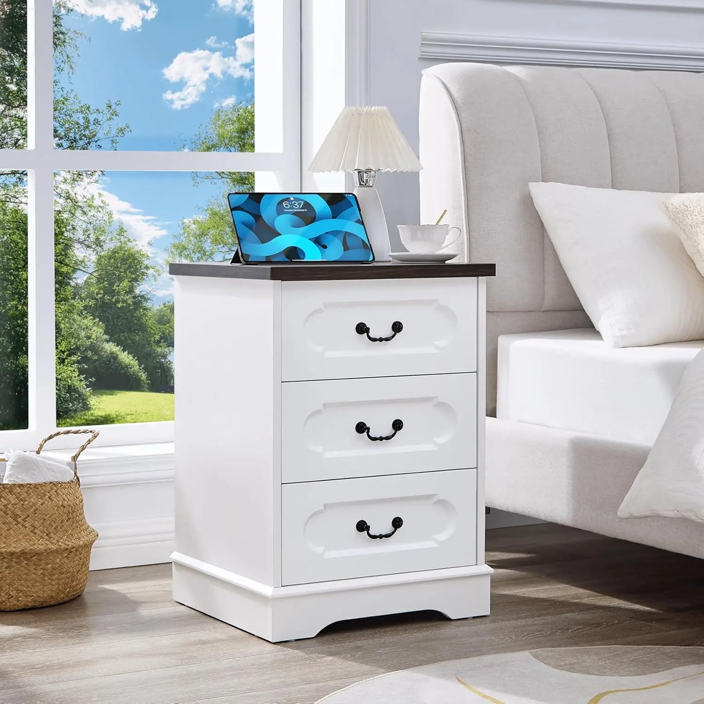Farmhouse Cherry Wood Dresser Wide Drawer Chest of Drawers Rustic Bedroom Storage Furniture