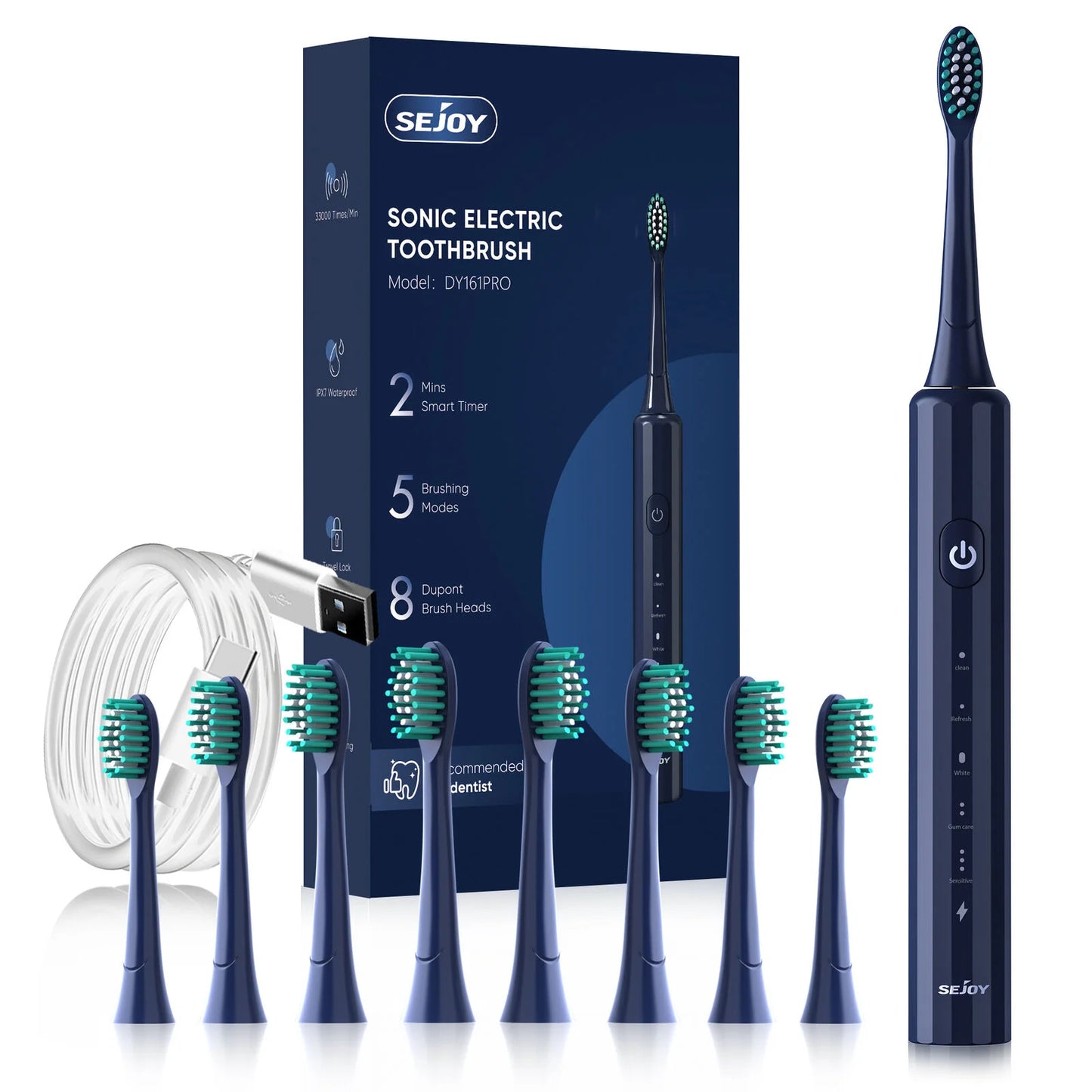SEJOY Sonic Electric Toothbrush with 5 Modes
