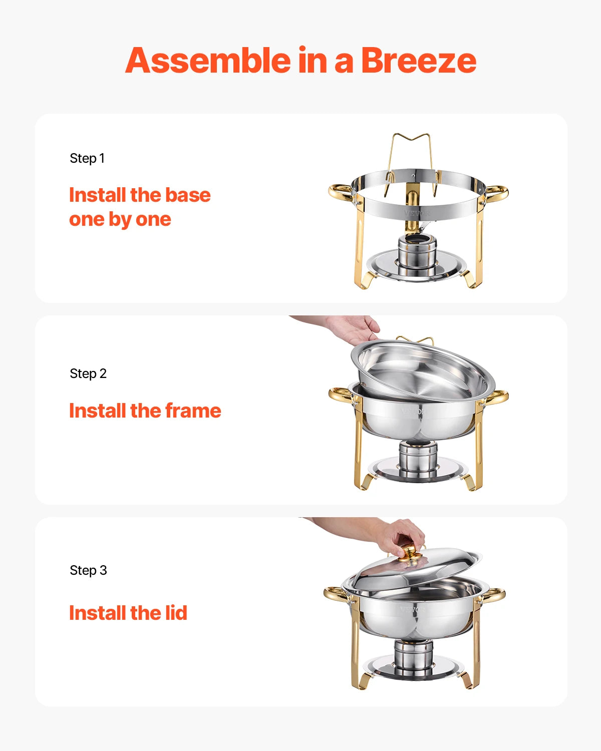 4 Pack Stainless Steel Chafing Dish Buffet Set – Full Size Catering Food Warmers & Servers for Parties, Banquets, Weddings & Events