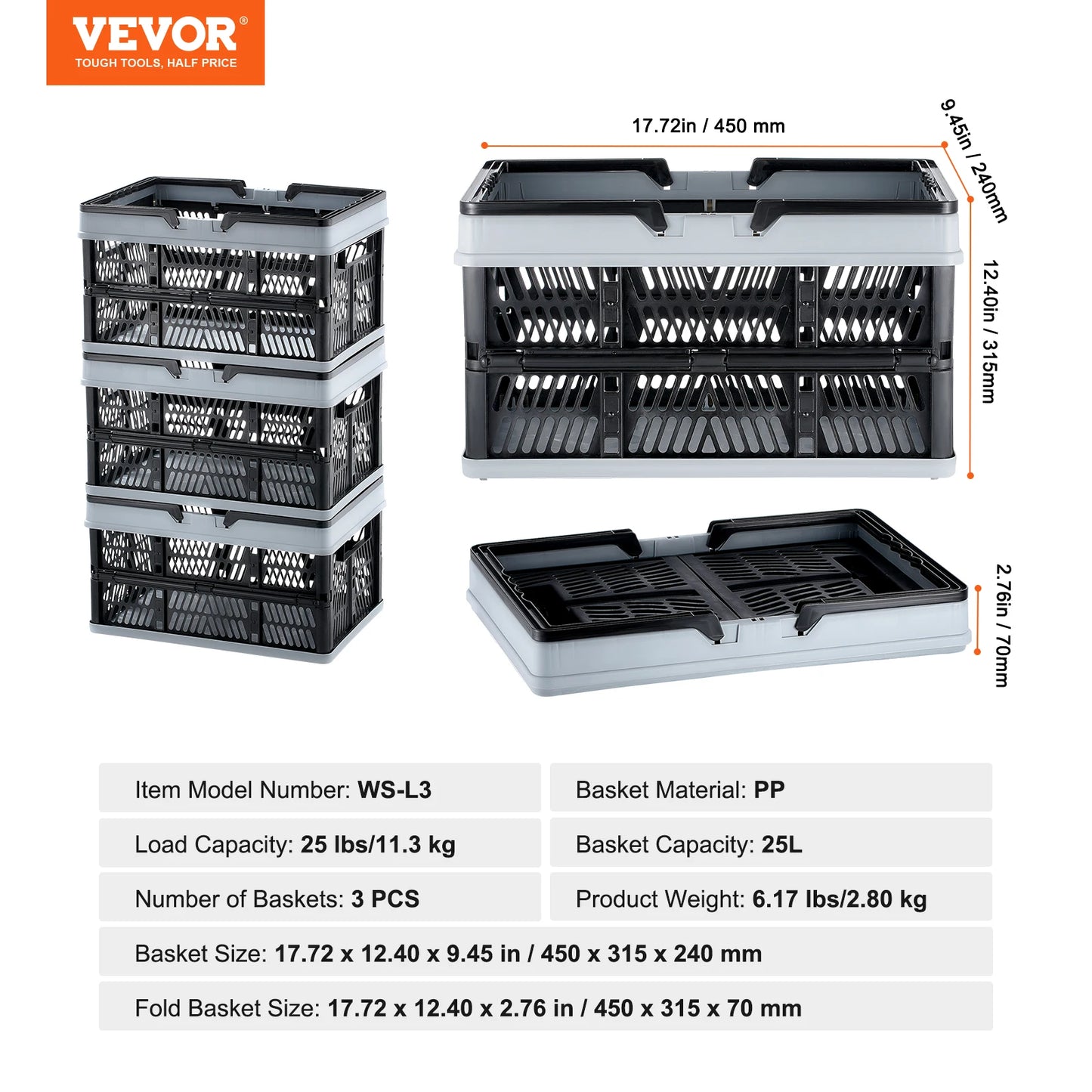 Foldable Storage Crate Set for Home Organization