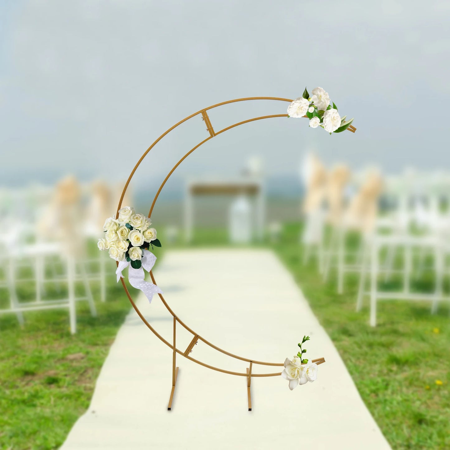 7FT Gold Crescent Moon Wedding Arch Stand