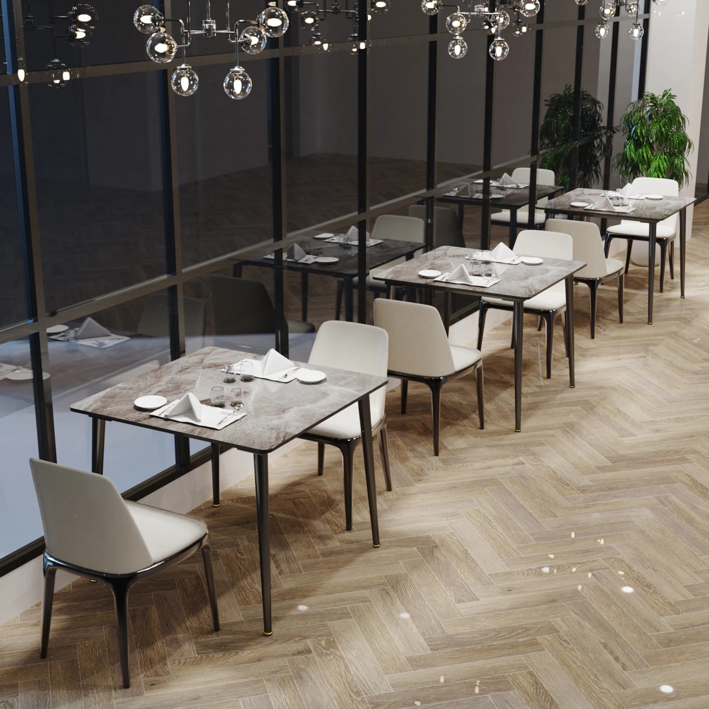 Modern Rectangular Dining Table with Stone Top
