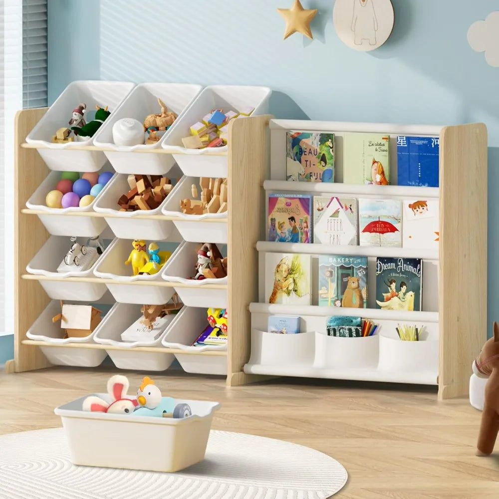 Kids Toy Organizer with Bookshelf and Bins