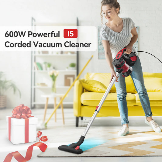 INSE I5 2-in-1 Corded Stick Vacuum Cleaner – 600W Powerful Suction 18,000Pa Handheld Vacuum with HEPA Filtration for Carpet, Hardwood Floors & Pet Hair Cleaning