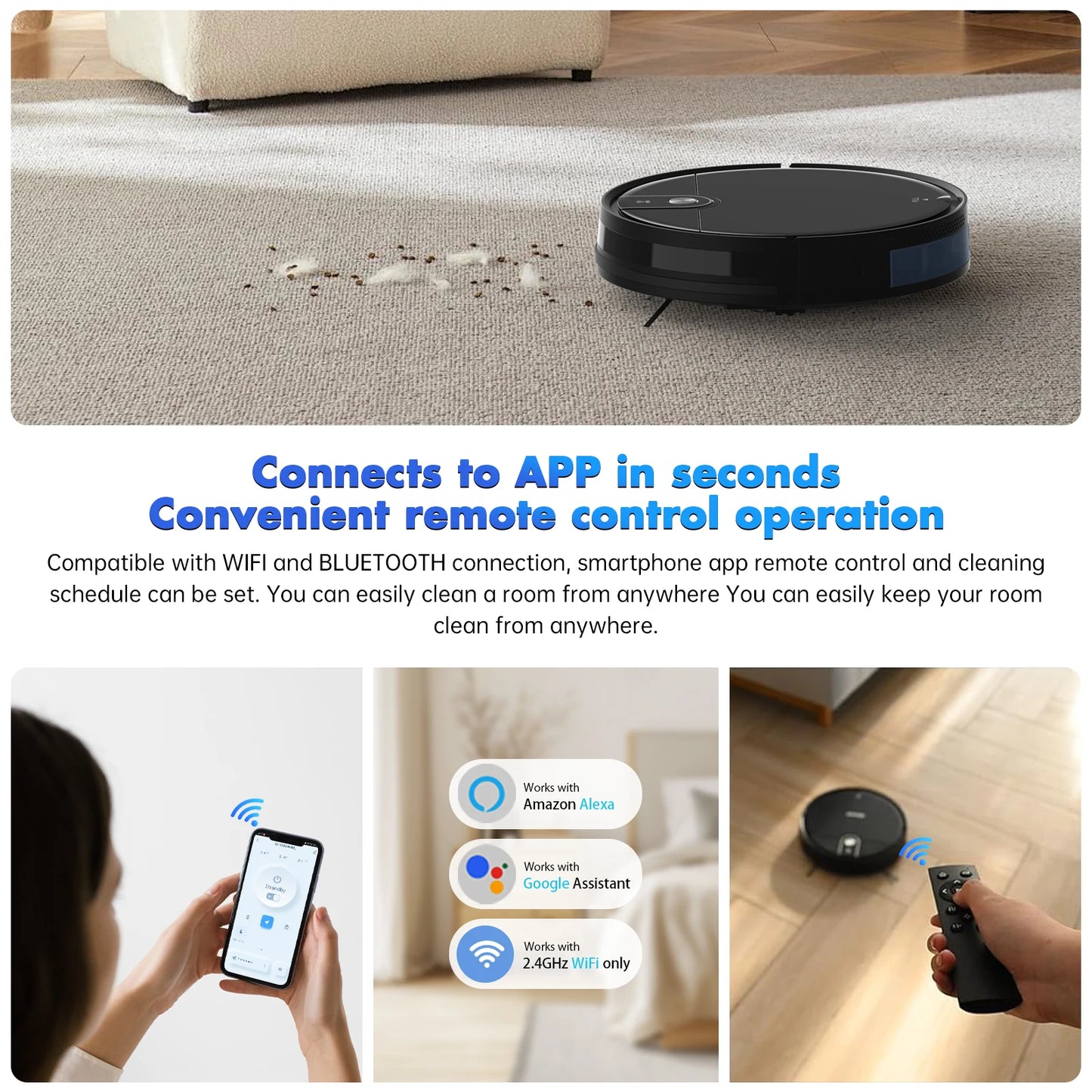 Smart Robot Vacuum Mop Cleaner with WiFi