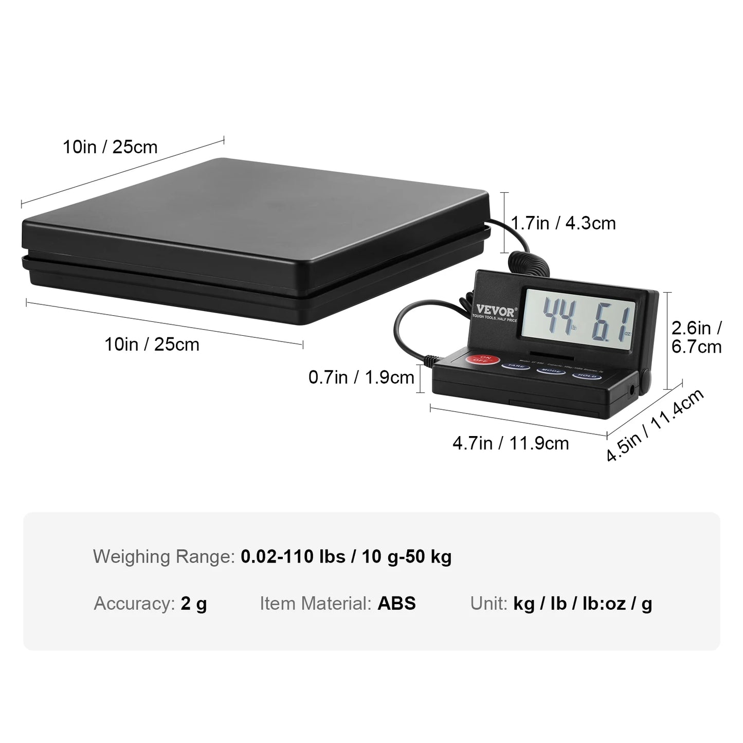 SucceBuy 110 lb Digital Postal Shipping Scale – High Precision Package & Luggage Scale with 90° Foldable LCD Display, AC/DC Powered for Home, Office & Small Business