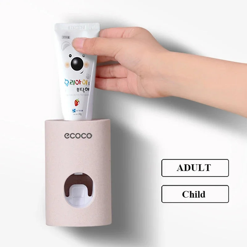 Wall Mounted Automatic Toothpaste Dispenser Toothbrush Holder