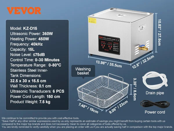VEVOR Ultrasonic Cleaner Heated Stainless Steel Cleaning Machine – 2L To 30L Deep Cleaning System