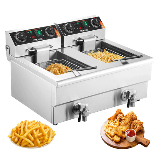 SucceBuy 12L Dual Tank Electric Deep Fryer
