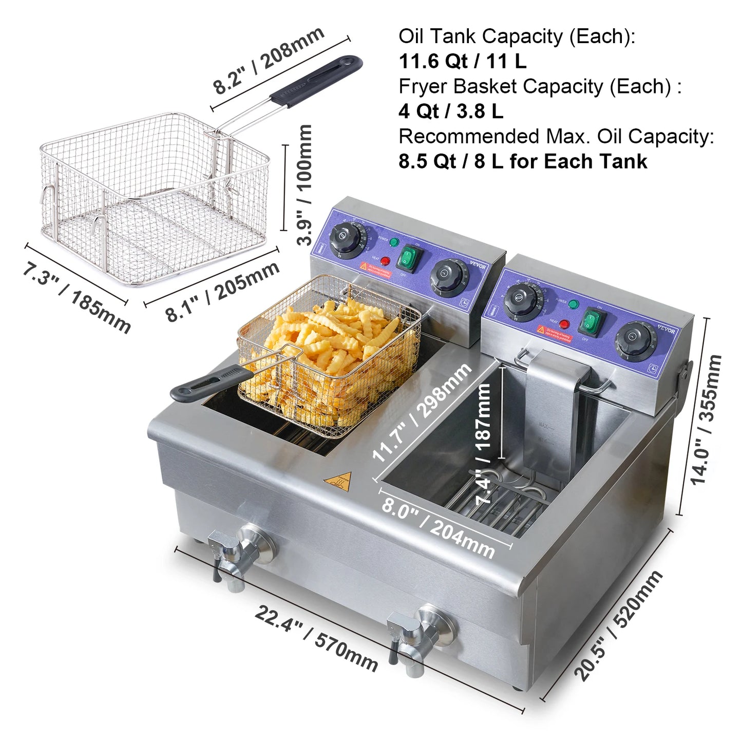 SucceBuy 12L Dual Tank Electric Deep Fryer