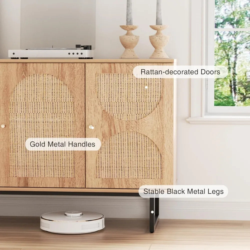 Boho Rattan Sideboard Buffet Cabinet