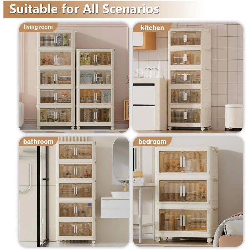 Collapsible Plastic Storage Bins with Wheels & Lids