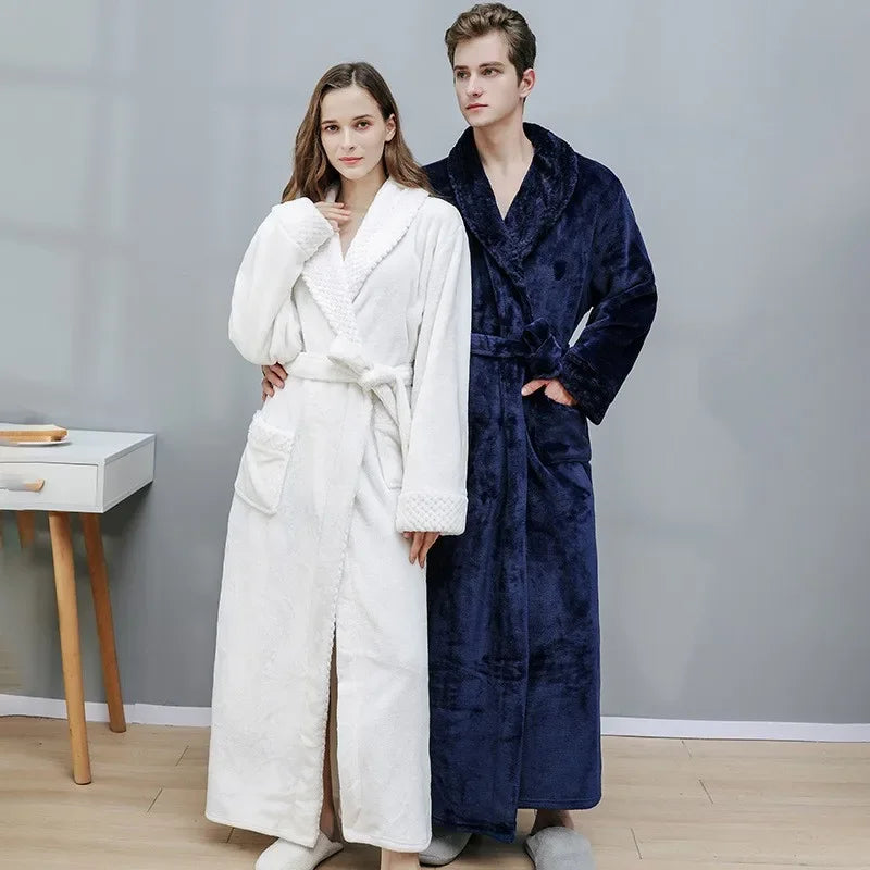 Plush Coral Velvet Unisex Winter Bathrobe Pajamas