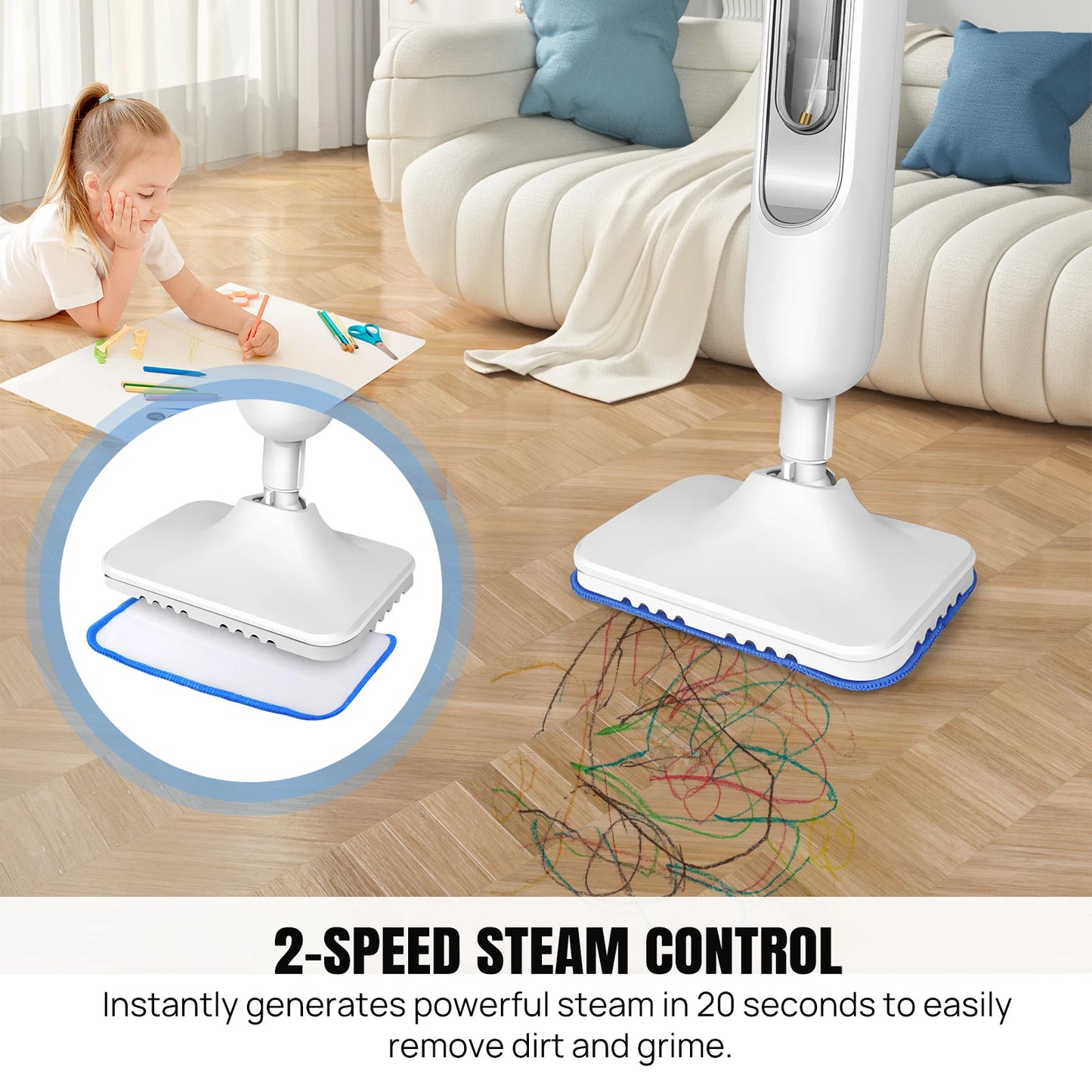 12-in-1 Electric Steam Mop for Deep Cleaning