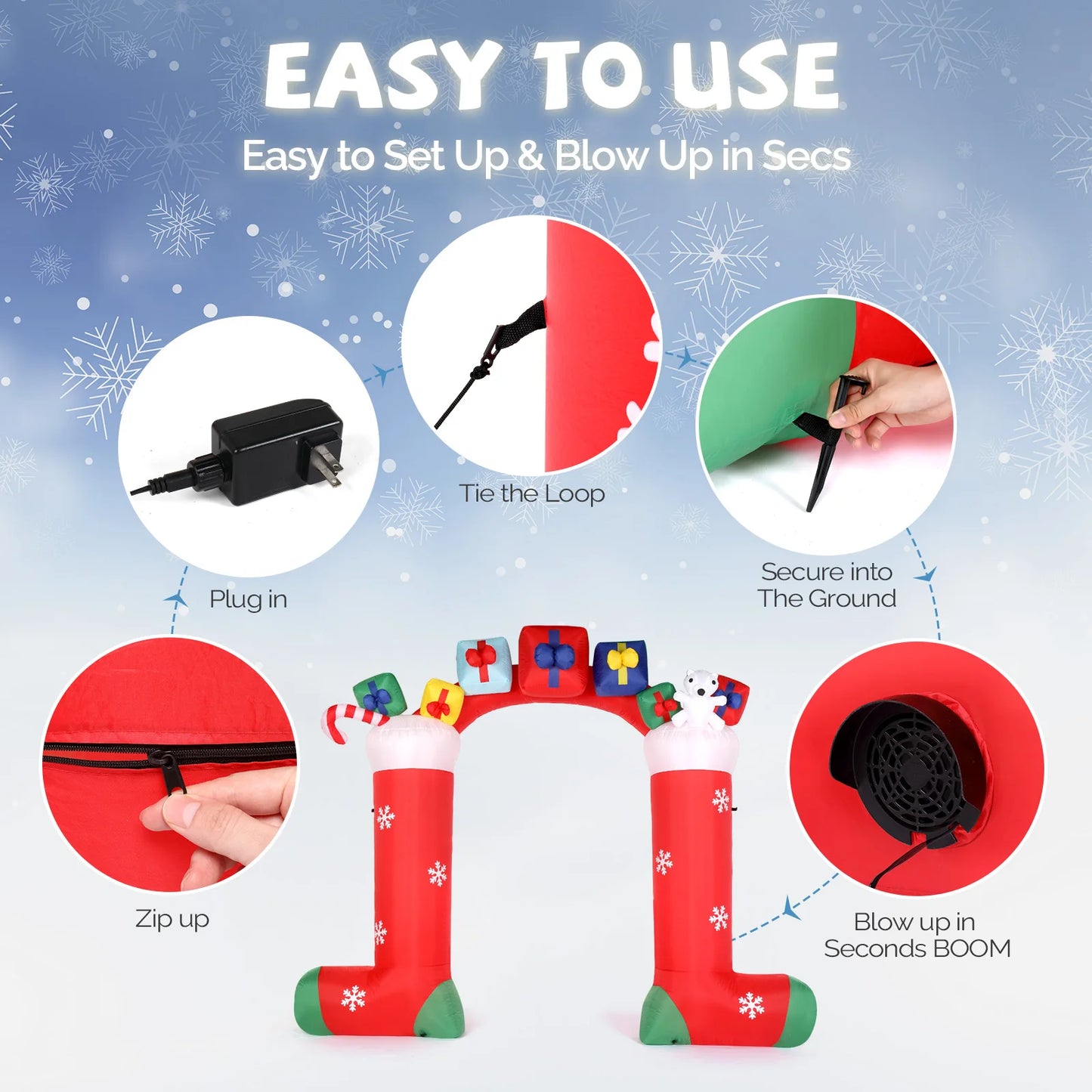 9ft Inflatable Christmas Arch with LED Lights