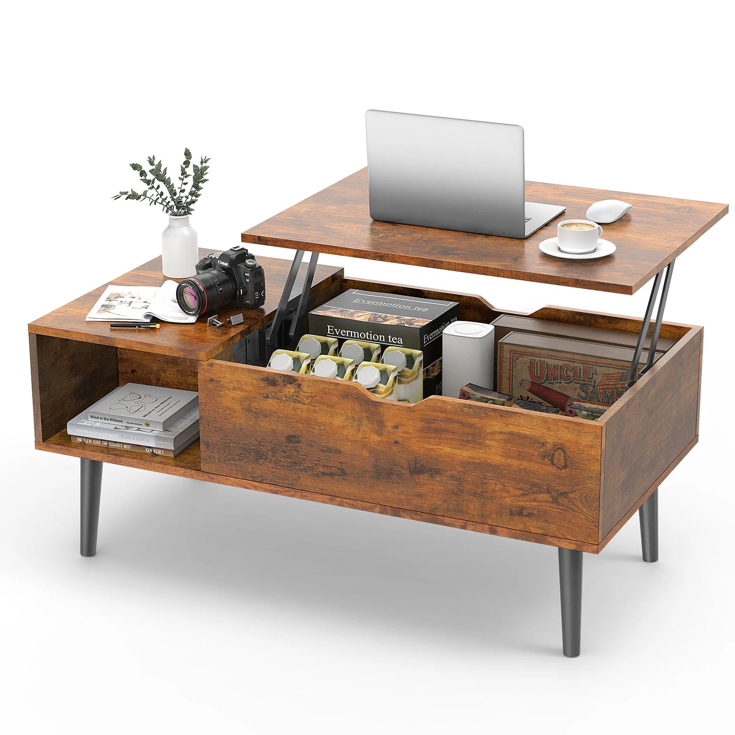 Lift Top Coffee Table Adjustable Storage Desk