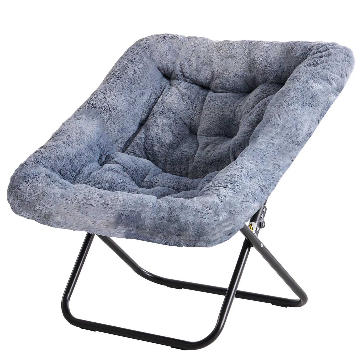 JHK 28 Inch Cozy Saucer Chair Faux Fur Folding Lounge Chair Padded Seat Metal Frame Reading Chair for Bedroom Living Room