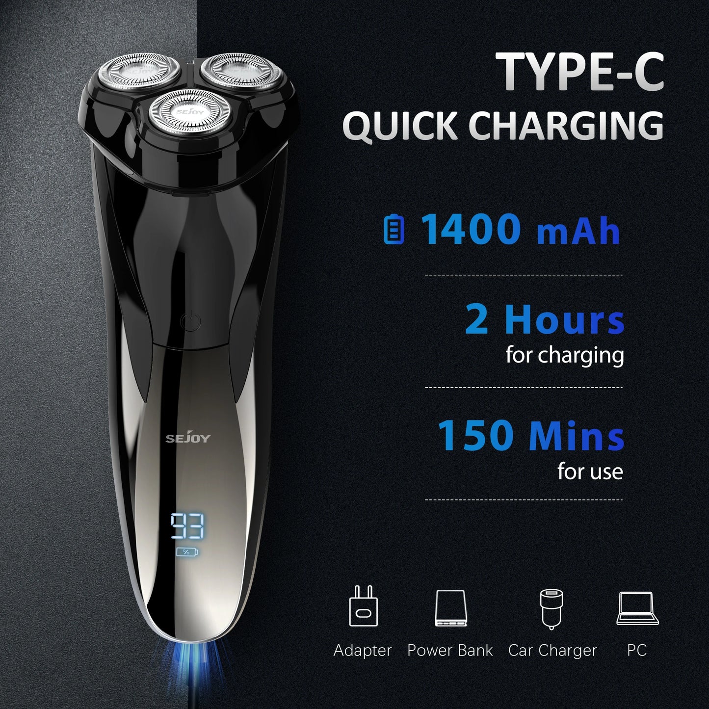 Waterproof 2-in-1 Electric Shaver Beard Trimmer