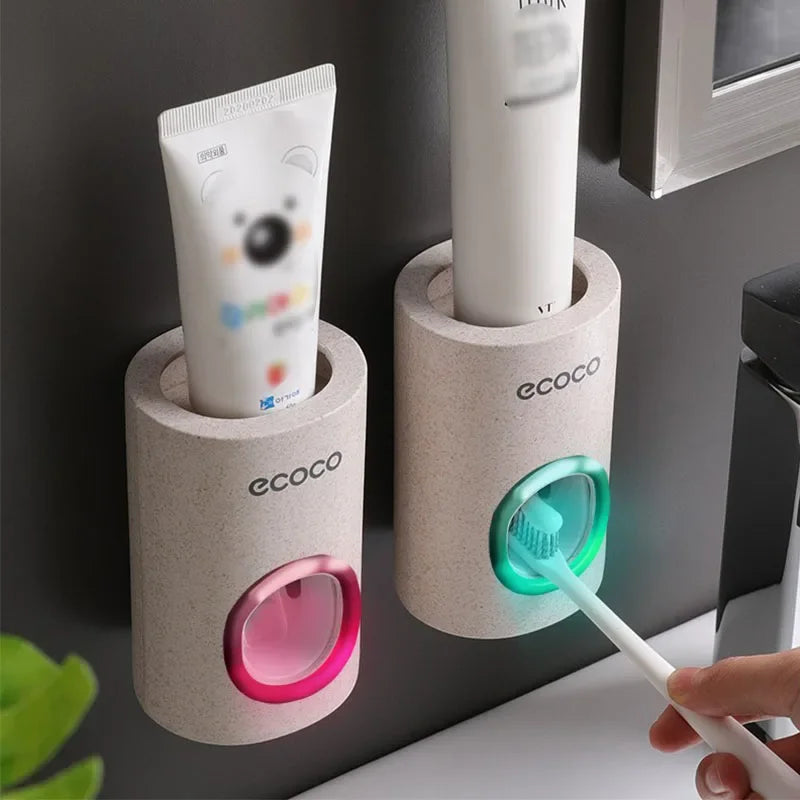 Wall Mounted Automatic Toothpaste Dispenser Toothbrush Holder