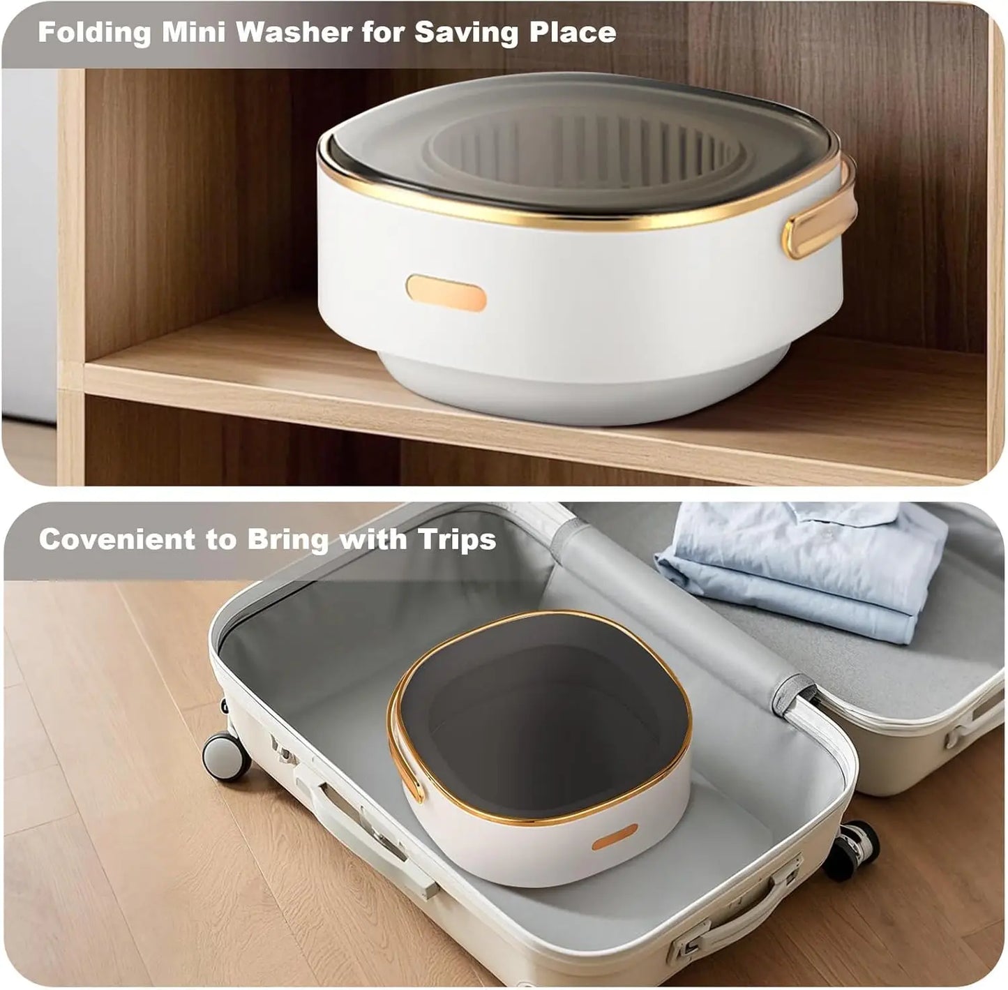 13L Foldable Portable Washing Machine – Mini Washer & Spin Dryer for Underwear, Socks & Baby Clothes, Compact Travel Laundry Machine for RV, Dorm & Camping