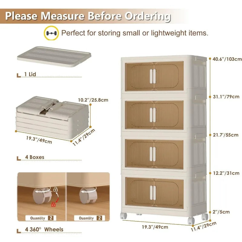 Collapsible Plastic Storage Bins with Wheels & Lids