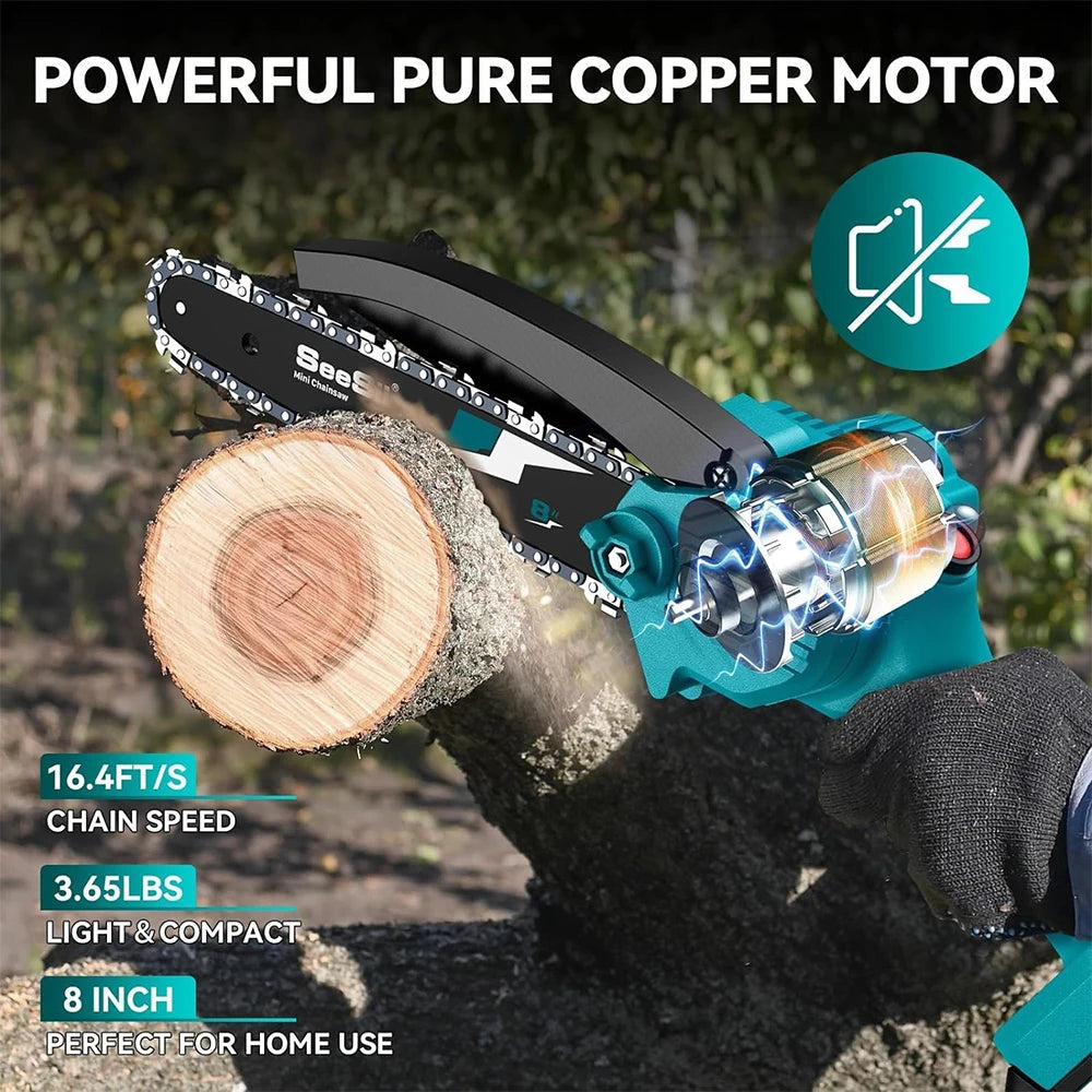 Cordless 8 Inch Electric Chainsaw Wood Cutter