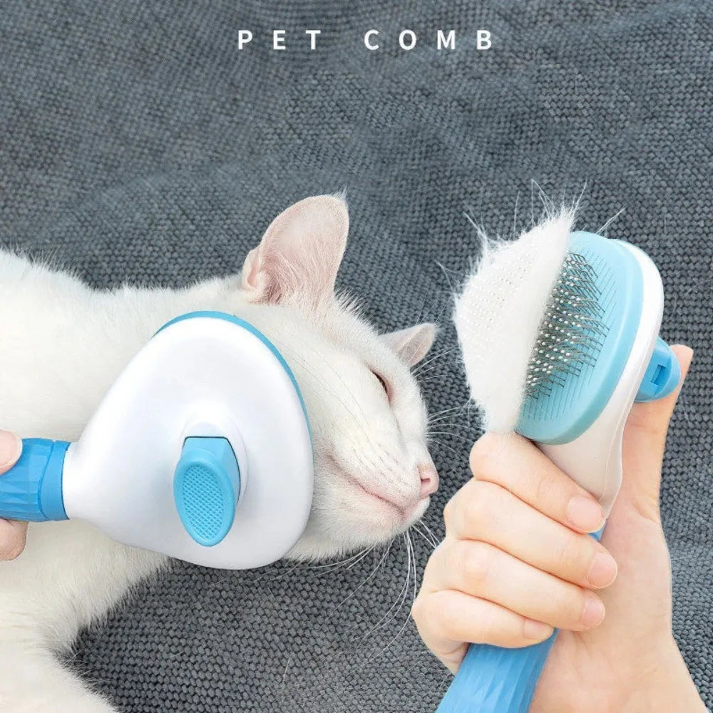 Stainless Steel Pet Grooming Brush – Dog & Cat Deshedding Comb for Long Hair, Detangling Undercoat Rake Grooming Tool for Dogs & Cats