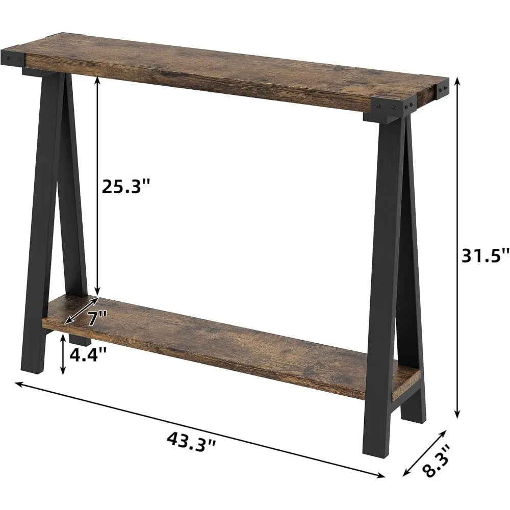 Farmhouse Entryway Console Table with Storage Shelves