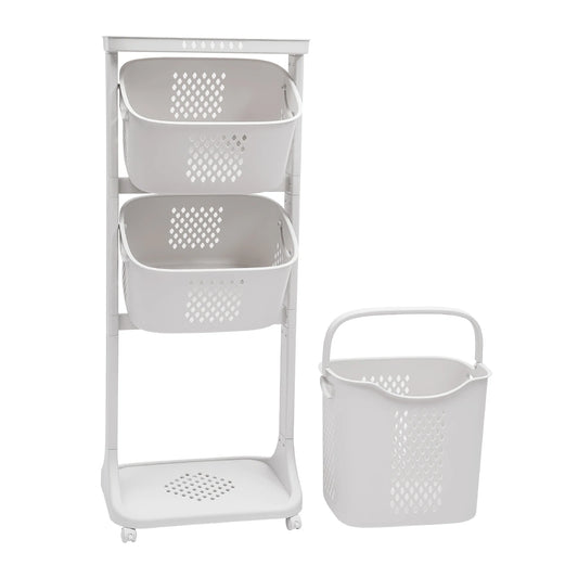 Large White Laundry Hamper Clothes Basket Organizer