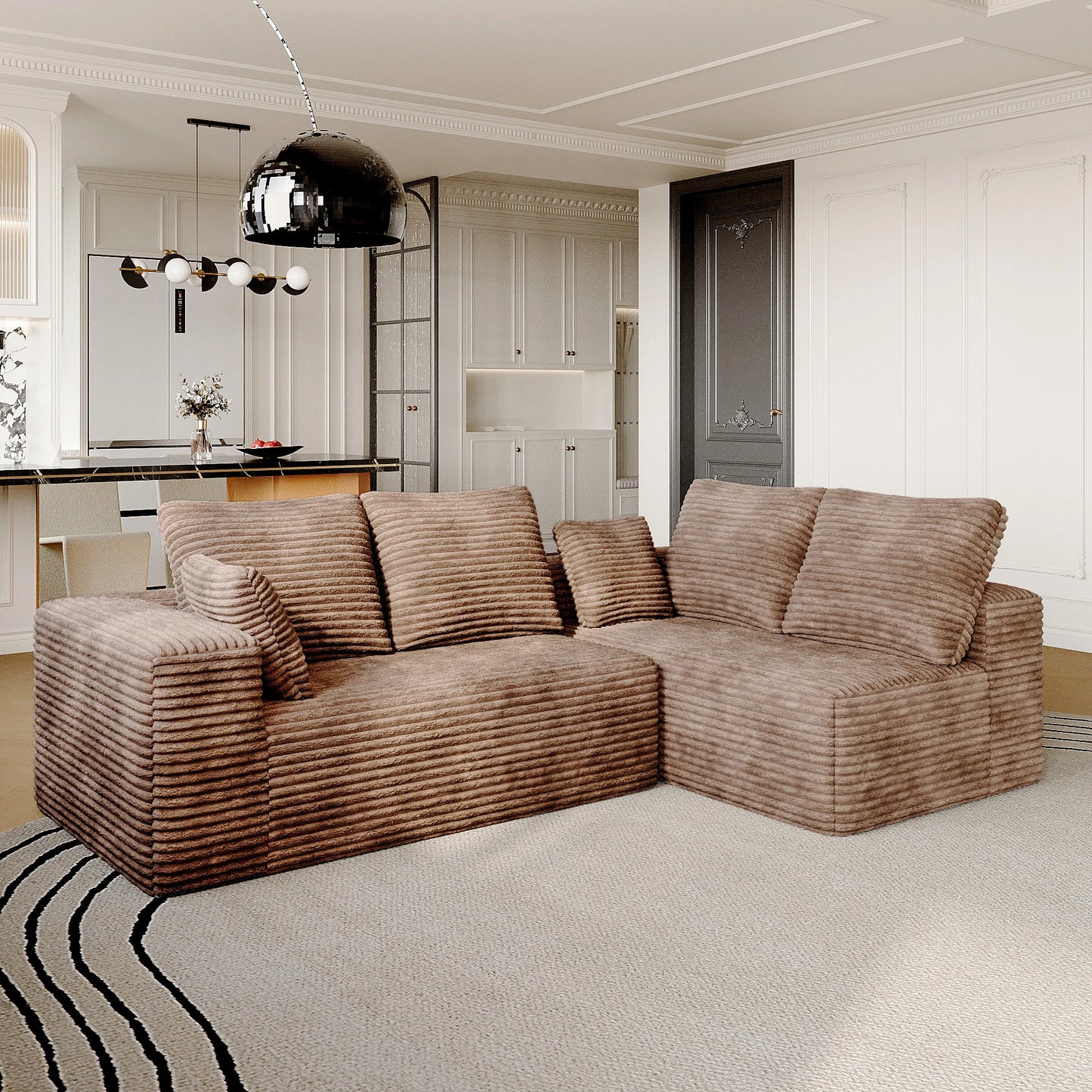 104-Inch Cloud Sectional Sofa with L-Shape Chaise – Modern Modular Deep Seat Couch, Oversized Boneless Living Room Sofa for Bedroom, Apartment & Family Room
