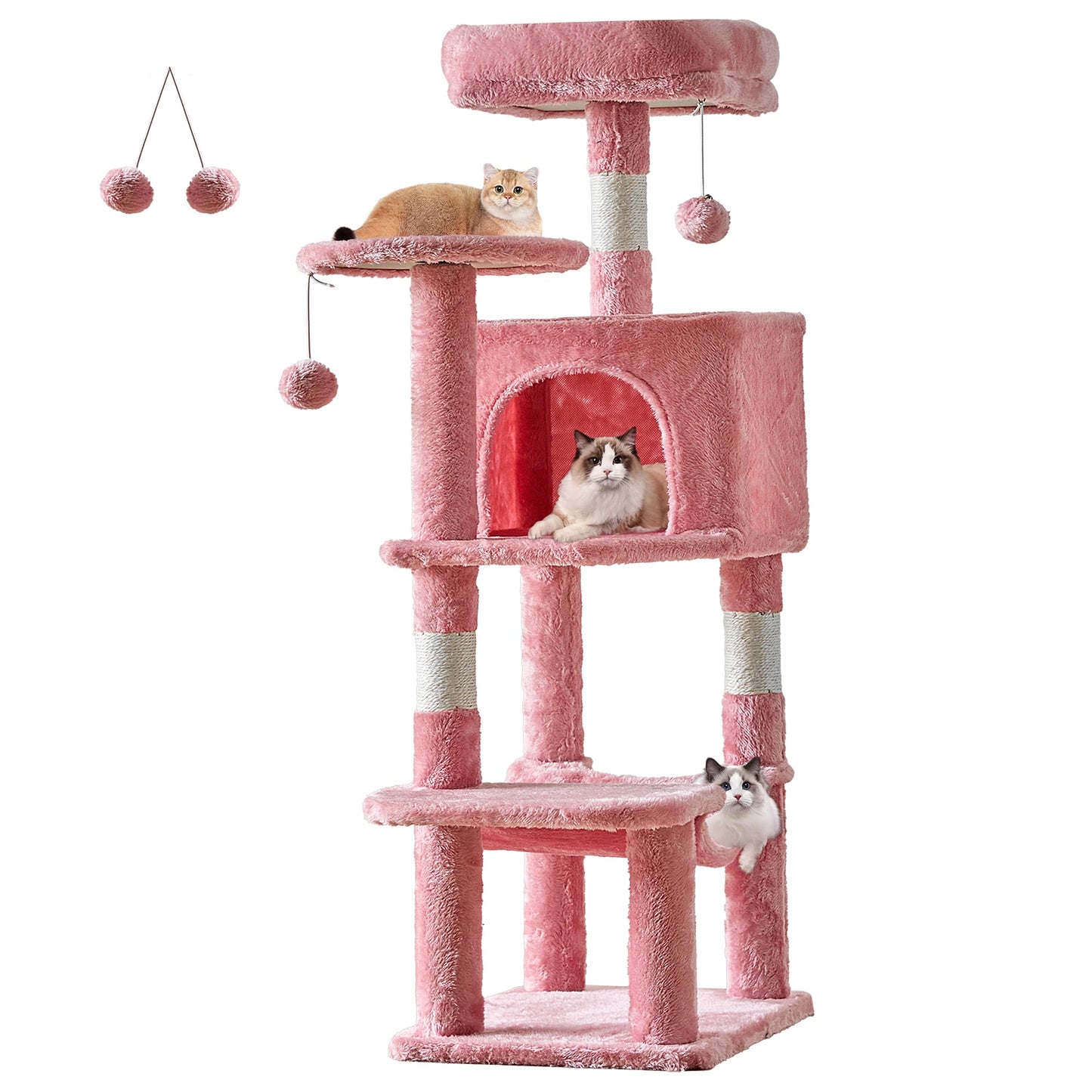JHK 44-Inch Cat Tree for Indoor Cats – Multi-Level Climbing Tower with Sisal Scratching Posts & Stable Pet House