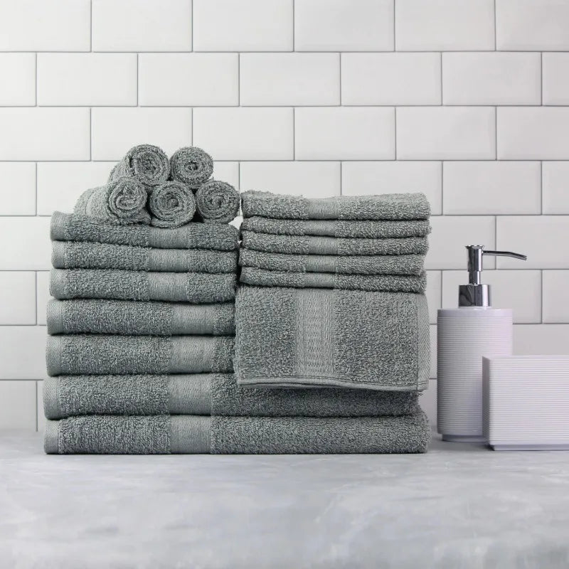 18-Piece Soft Absorbent 100% Cotton Towel Set