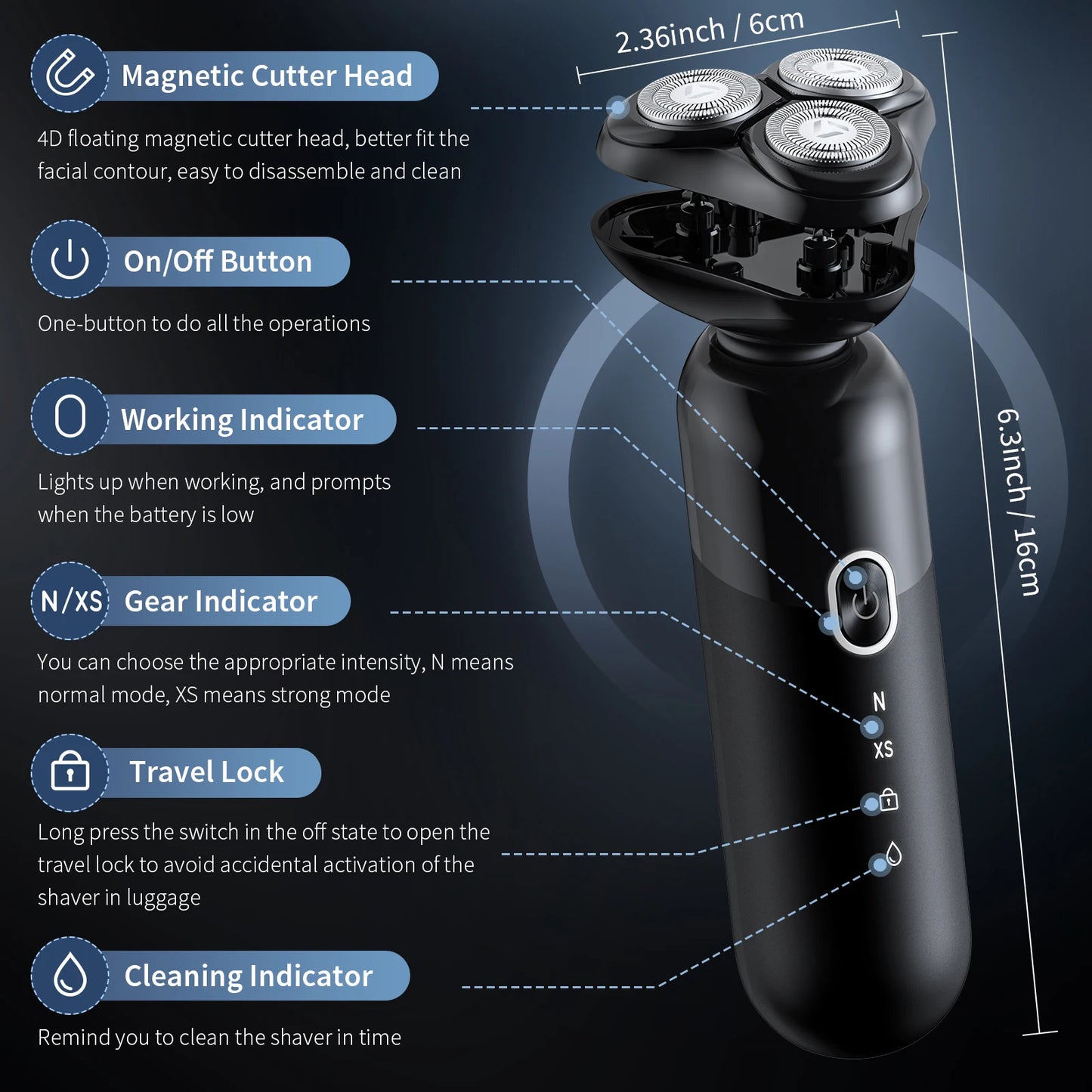 Rechargeable 4D Floating Blade Rotary Electric Shaver