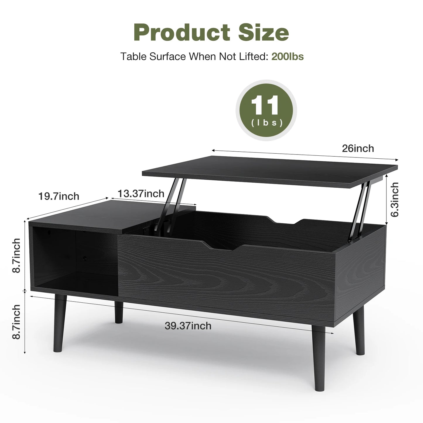 Lift Top Coffee Table Adjustable Storage Desk